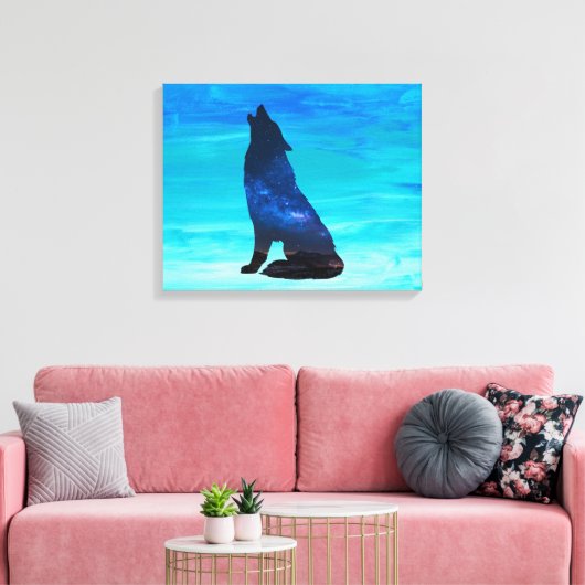 Wölfe, Hündhund in doppelter Exposition Leinwanddruck (Insitu (Wohnzimmer))