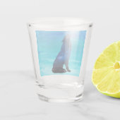 Wölfe, Hündhund in doppelter Exposition Schnapsglas (Rückseite)