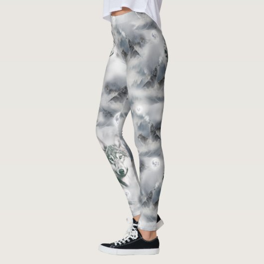 Wölfe im magischen Vollmond der Wildnis Leggings (Links)