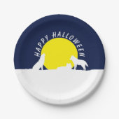 Wölfe im Mondlicht, glückliches Halloween Pappteller (Vorderseite)