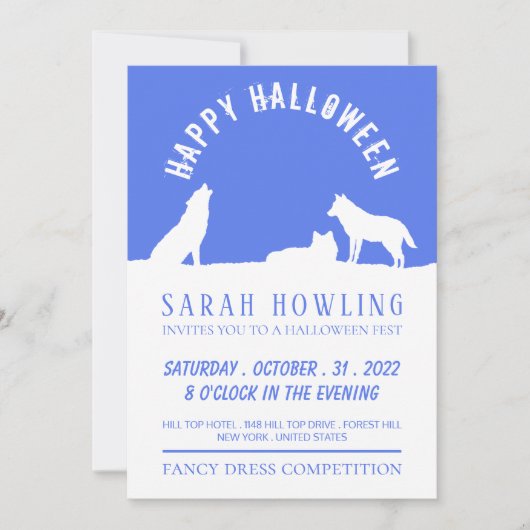 Wölfe im Schnee, Halloween-Party Einladung (Vorderseite)