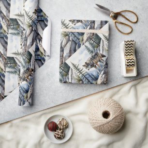 Wölfe im Wasserfarbenstil Tierart Art Geschenkpapier