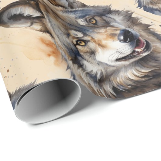 Wölfe im Wasserfarbenstil Tierart Art Geschenkpapier (Rolleneckpunkt)