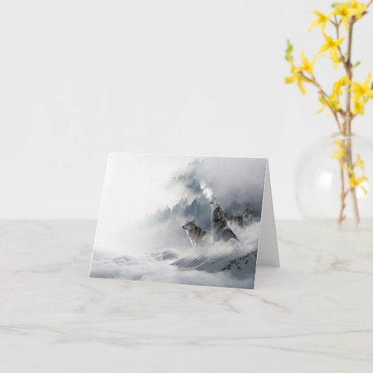 Wölfe im Winter Grußkarten-Leere Karte (Gelbe Blume)