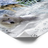 Wölfe im Winter Weihnachten im Wald Poster (Ecke)