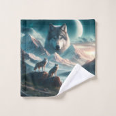 Wölfe in Dawn Wildlife Badhandtuch Set (Waschlappen)