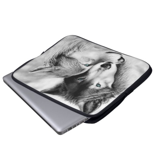Wölfe in der Liebe-Laptop-Tasche Laptopschutzhülle (Vorne Knopf)