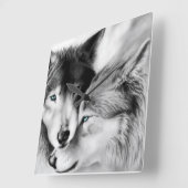 Wölfe in der Liebe Wall Clock Quadratische Wanduhr (Winkel)