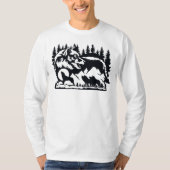 Wölfe in der Nacht heulen auf der Mondlandung Silh T-Shirt (Vorderseite)