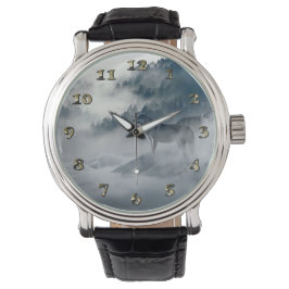 Wölfe in der schneebedeckten Winterlandschaft Armbanduhr