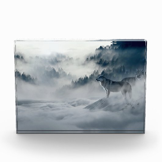 Wölfe in der schneebedeckten Winterlandschaft Fotoblock (Vorderseite)