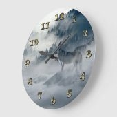 Wölfe in der schneebedeckten Winterlandschaft Große Wanduhr (Winkel)