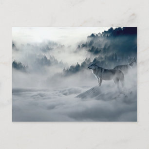Wölfe in der schneebedeckten Winterlandschaft Postkarte