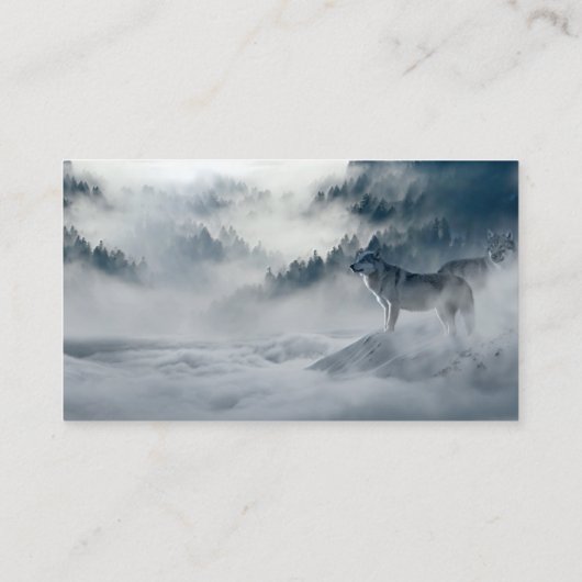Wölfe in der schneebedeckten Winterlandschaft Visitenkarte (Rückseite)