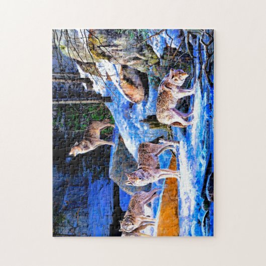 Wölfe in der Schneebemalung Puzzle (Vertikal)