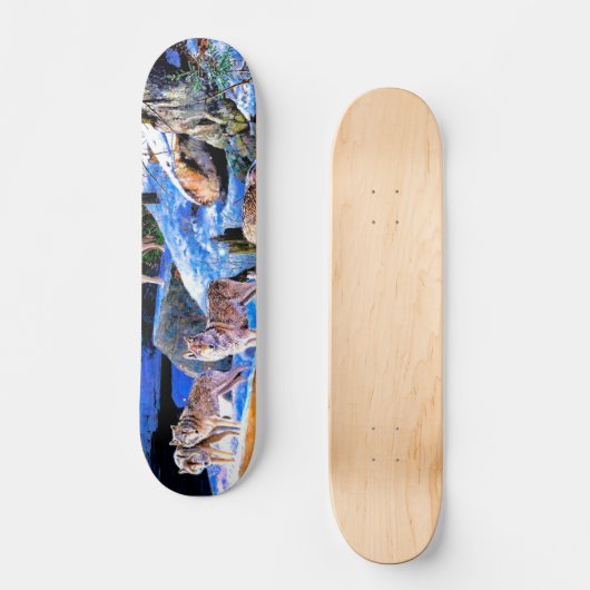 Wölfe in der Schneebemalung Skateboard (Vorderseite)