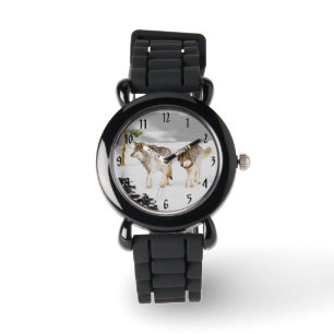 Wölfe in der Schneemalerei - Original Wildlife Art Armbanduhr