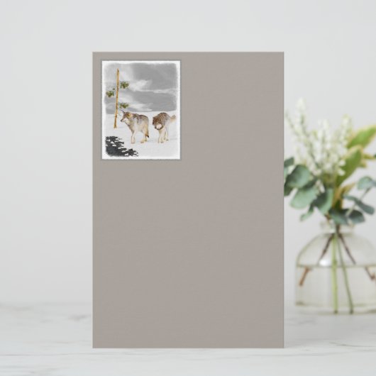 Wölfe in der Schneemalerei - Original Wildlife Art Briefpapier (Stehend Vorderseite)