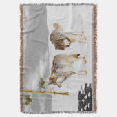 Wölfe in der Schneemalerei - Original Wildlife Art Decke (Vorderseite Vertikal)