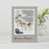 Wölfe in der Schneemalerei - Original Wildlife Art Einladung (Stehend Vorderseite)