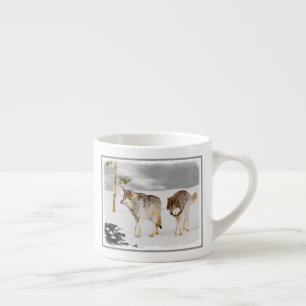 Wölfe in der Schneemalerei - Original Wildlife Art Espressotasse