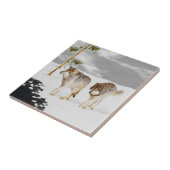 Wölfe in der Schneemalerei - Original Wildlife Art Fliese (Seite)