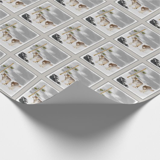 Wölfe in der Schneemalerei - Original Wildlife Art Geschenkpapier (Ecke)