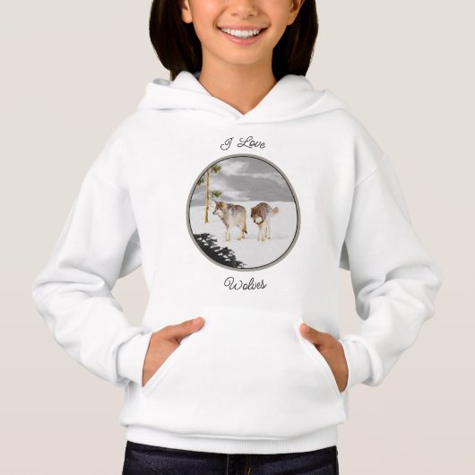 Wölfe in der Schneemalerei - Original Wildlife Art Hoodie (Vorderseite)