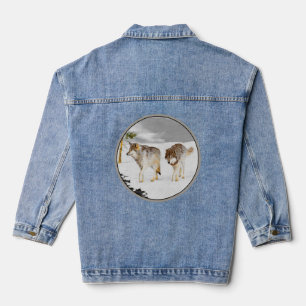 Wölfe in der Schneemalerei - Original Wildlife Art Jeansjacke