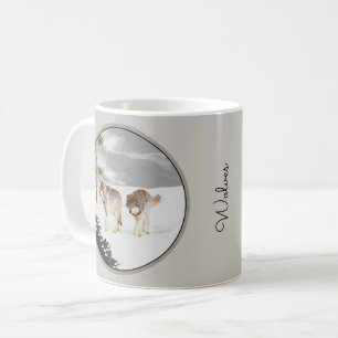 Wölfe in der Schneemalerei - Original Wildlife Art Kaffeetasse