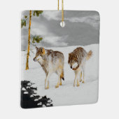 Wölfe in der Schneemalerei - Original Wildlife Art Keramikornament (Rechts)