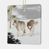 Wölfe in der Schneemalerei - Original Wildlife Art Keramikornament (Links)