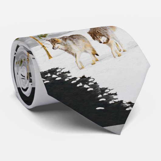 Wölfe in der Schneemalerei - Original Wildlife Art Krawatte (Gerollt)