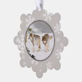 Wölfe in der Schneemalerei - Original Wildlife Art Ornament Karte (Linke Ecke)