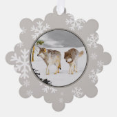 Wölfe in der Schneemalerei - Original Wildlife Art Ornament Karte (Vorderseite)
