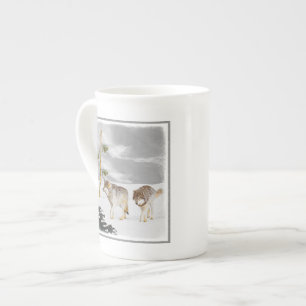 Wölfe in der Schneemalerei - Original Wildlife Art Porzellantasse