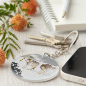 Wölfe in der Schneemalerei - Original Wildlife Art Schlüsselanhänger (Vorderseite rechts)