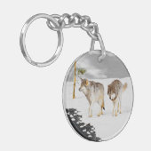 Wölfe in der Schneemalerei - Original Wildlife Art Schlüsselanhänger (Vorderseite links)