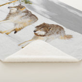 Wölfe in der Schneemalerei - Original Wildlife Art Sherpadecke (3/4)