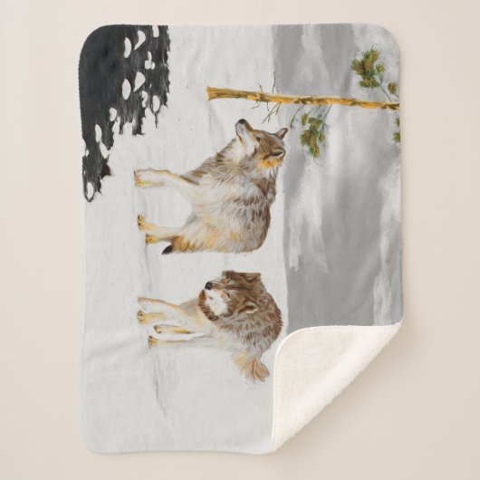 Wölfe in der Schneemalerei - Original Wildlife Art Sherpadecke (Vorderseite)