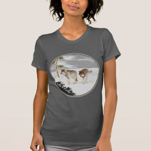 Wölfe in der Schneemalerei - Original Wildlife Art T-Shirt