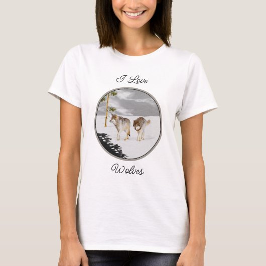 Wölfe in der Schneemalerei - Original Wildlife Art T-Shirt (Vorderseite)