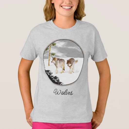 Wölfe in der Schneemalerei - Original Wildlife Art T-Shirt (Vorderseite)