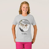Wölfe in der Schneemalerei - Original Wildlife Art T-Shirt (Vorne ganz)