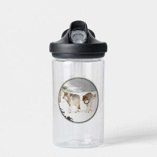 Wölfe in der Schneemalerei - Original Wildlife Art Trinkflasche