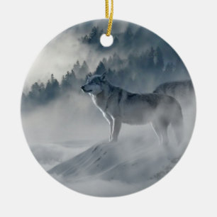 Wölfe in der Winter-Keramik-Verzierung Keramikornament