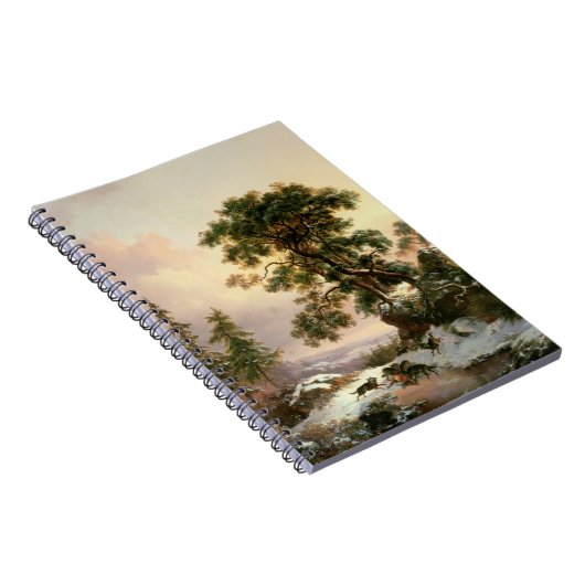 Wölfe in einer Winter-Landschaft (Öl auf Platte) Notizblock (Rechte Seite)