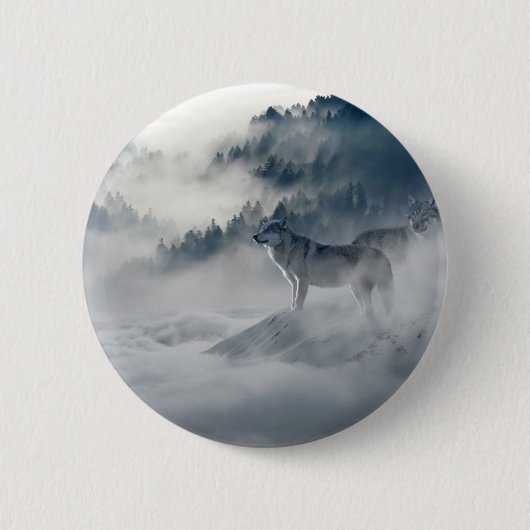 Wölfe in einer Winterlandschaft Button (Vorderseite)