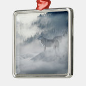 Wölfe in einer Winterlandschaft Keramik Ornament Aus Metall (Links)