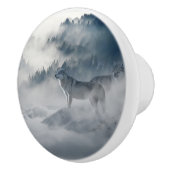 Wölfe in einer Winterlandschaft Keramikknauf (Rechts)